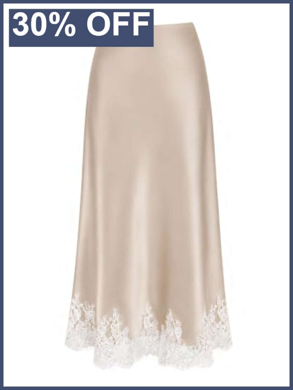 Lace Trim Satin Midi Skirt High Waisted A-Line Long Skirt for Women